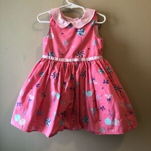 Pink Candy Print Dress with Peter Pan Collar